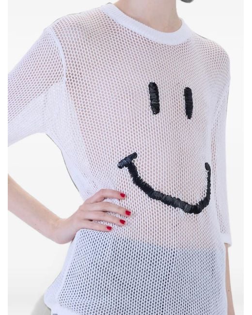 Moschino White Smiley Mesh T-Shirt