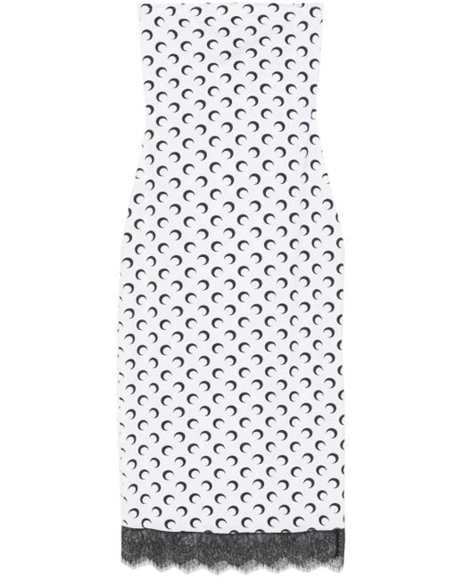 MARINE SERRE White Crescent Moon Bustier Midi Dress