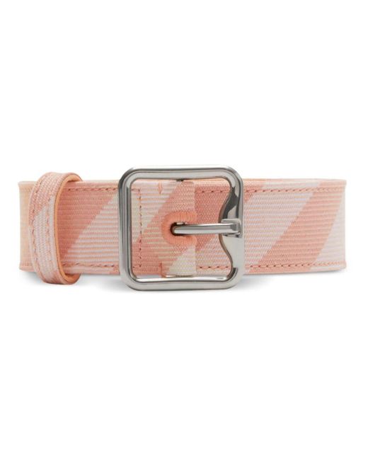 Burberry Pink Checked B-buckle Belt