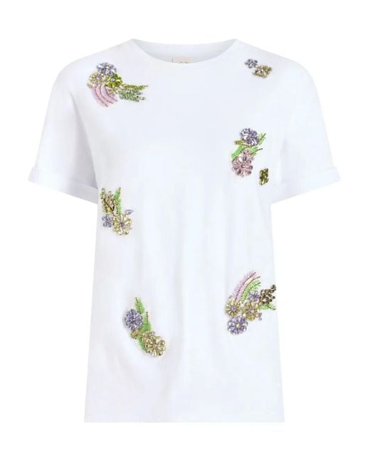 Cinq À Sept White Crystal-Embellished T-Shirt