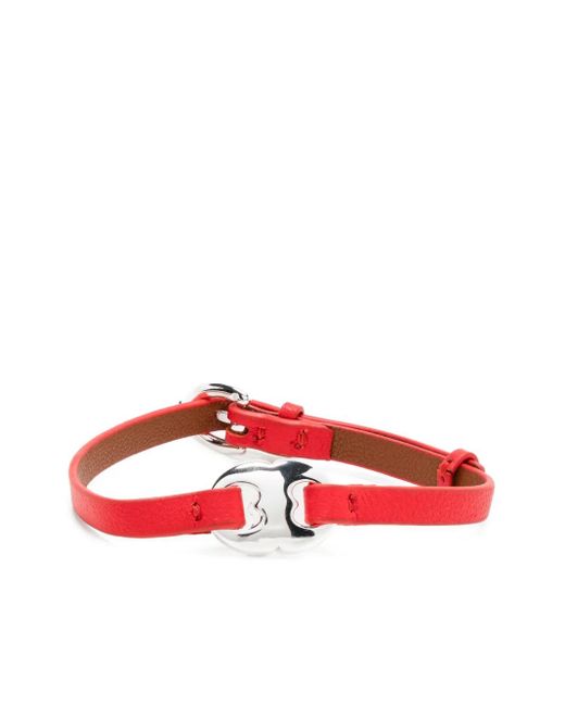 Tory Burch Red Gemini Leather Bracelet