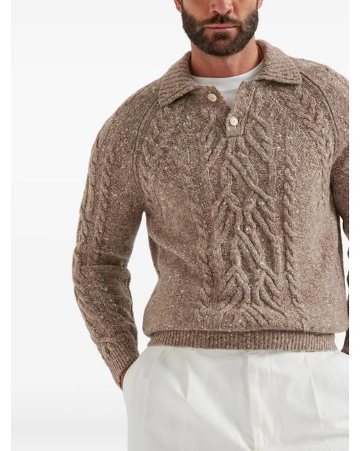 Maglione Stile Polo di Brunello Cucinelli in Brown da Uomo