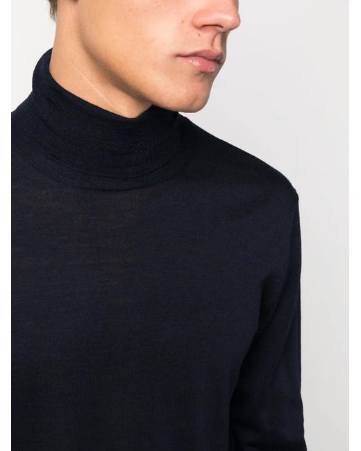 Ballantyne Blue Roll-Neck Fine-Knit Jumper for men