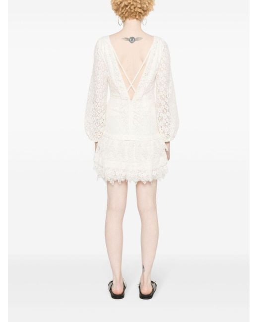 Maje White Corded-lace Mini Dress