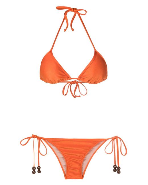 Adriana Degreas Orange Bead-embellished Bikini