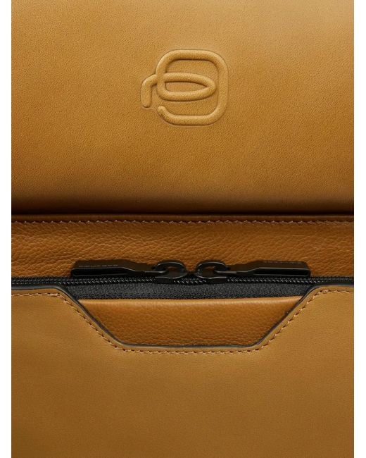 Piquadro Natural Sac À Dos En Cuir Grainé