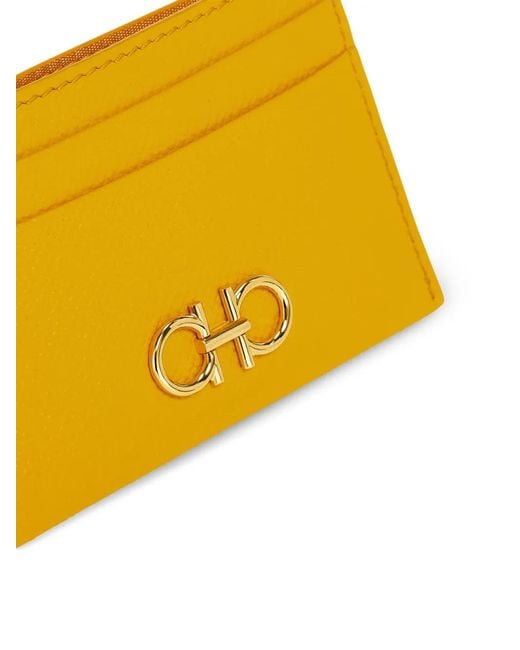 Ferragamo Yellow Gancini Credit Card Holder