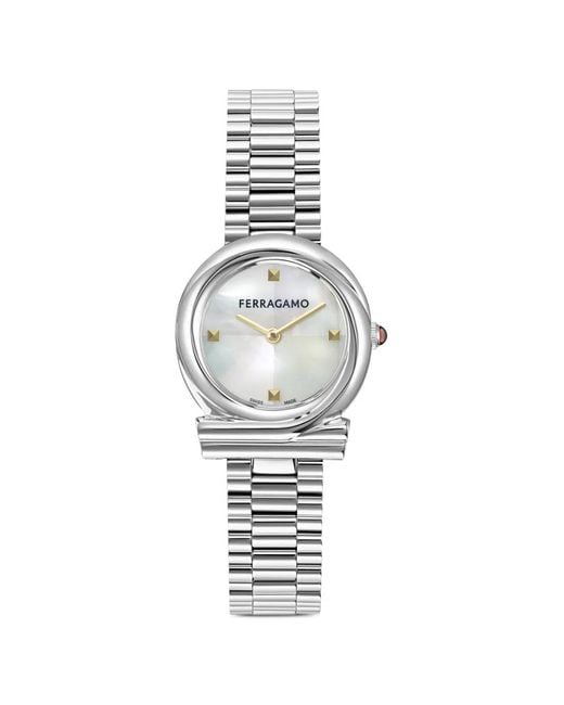 Ferragamo White Gancini Twisted 28Mm Watch