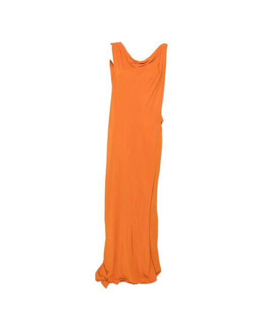 Alberta Ferretti Orange Draped Cut-Out Maxi Dress
