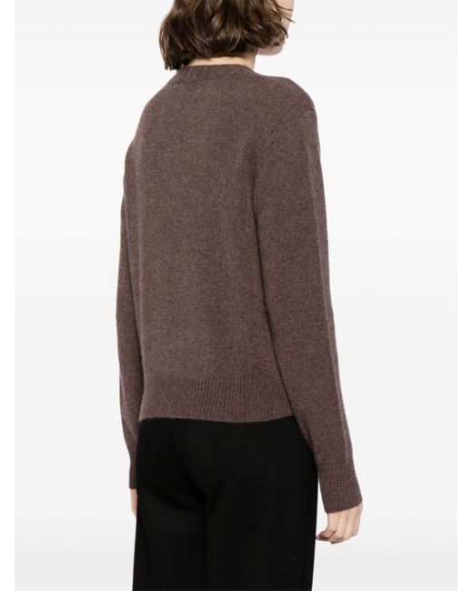 Sporty & Rich Brown Logo-embroidered Cashmere Jumper