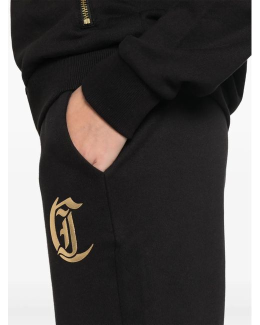 Just Cavalli Black Logo-Print Sweatpants