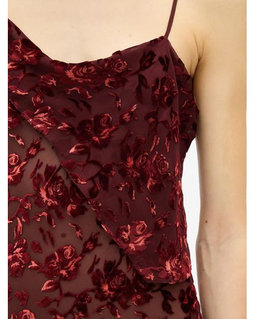 Ann Demeulemeester Red Devoré-Effect Maxi Dress