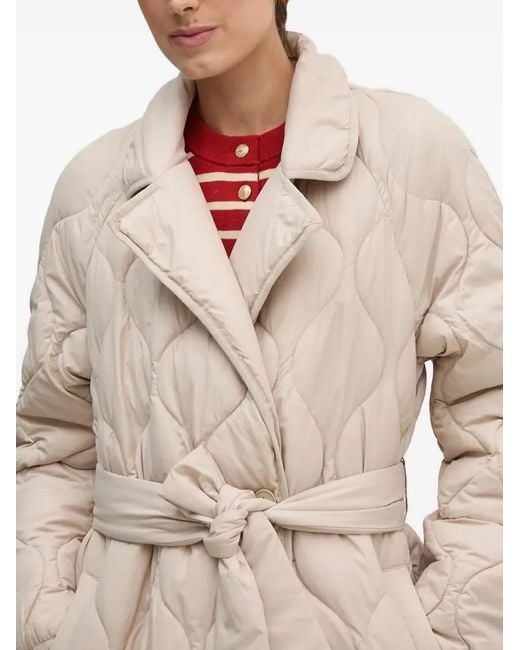 Ouí Natural Belted Quilted Coat