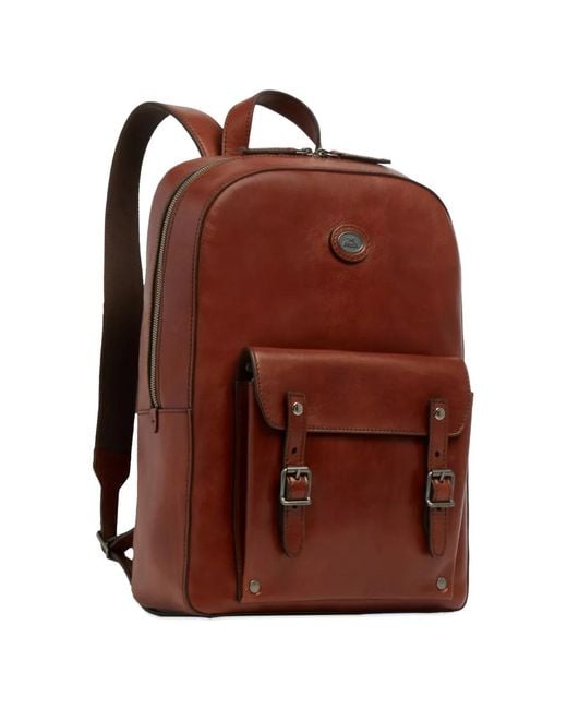 The Bridge Brown Buckle-Detail Leather Backpack for men