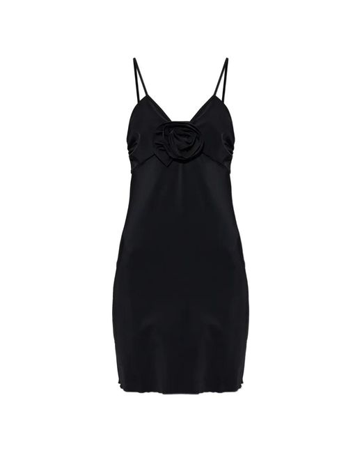 Moschino Black Floral-Appliqué Open-Back Beach Mini Dress