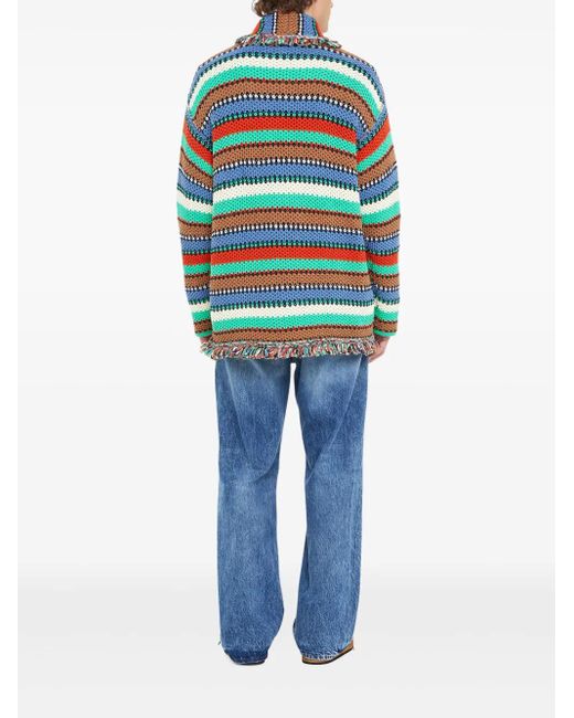 Alanui Green Sunny Stripes Cardigan for men
