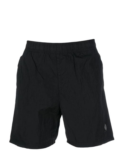 Stone Island Black Logo Nylon Swim Shorts for men