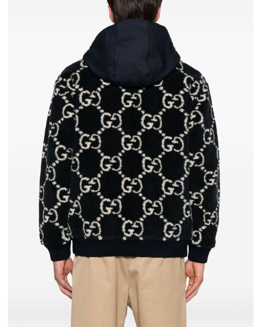 Gucci Black gg-jacquard Hooded Jacket for men