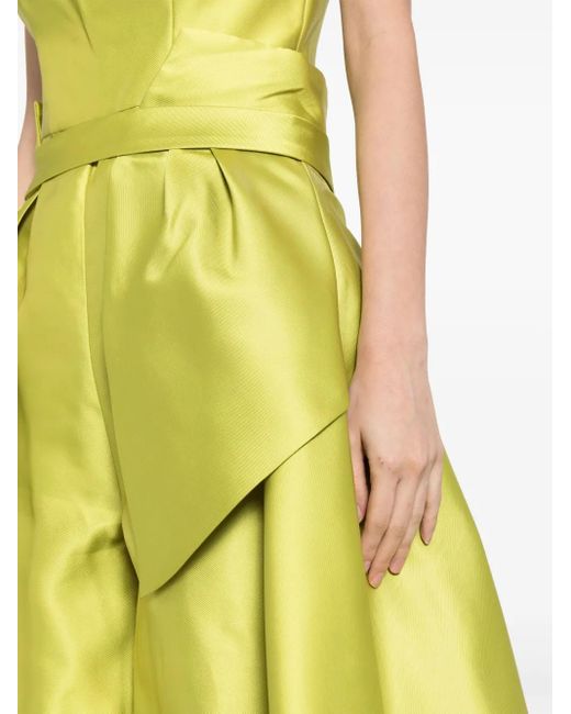 Saiid Kobeisy Yellow Mikado Classic Jumpsuit With Detachable Overskirt