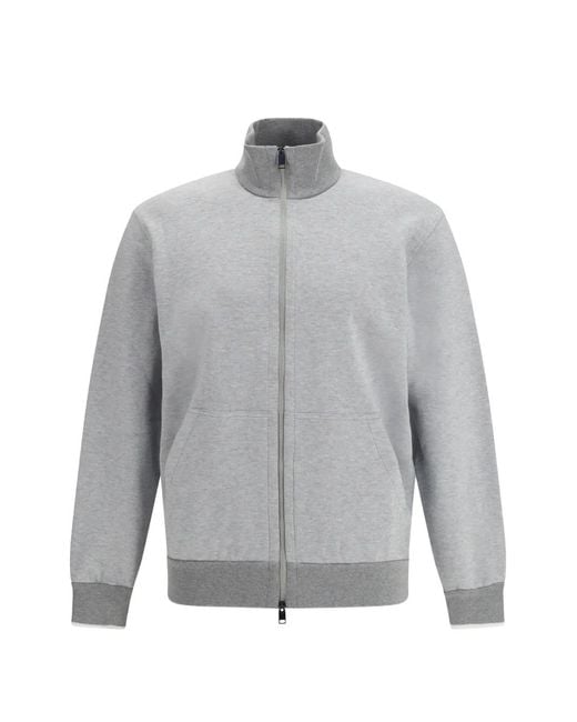 Brioni Gray Zip-Up Sweatshirt for men