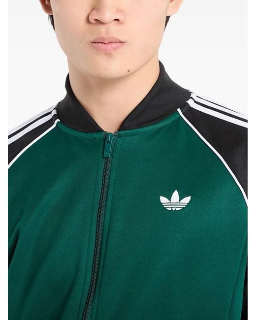 Adidas Green 3-Stripes Zip-Up Sweatshirt for men