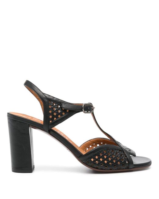 Chie Mihara Black 75mm Bessy Perforated Leather Sandals