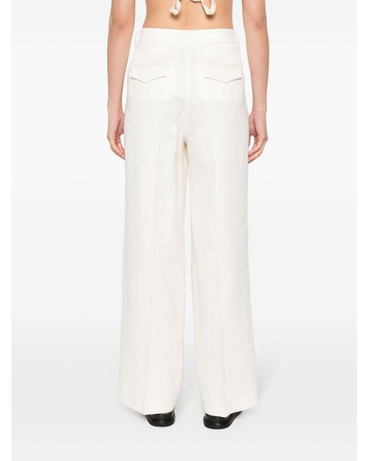 Peserico White Pleat-detail Trousers