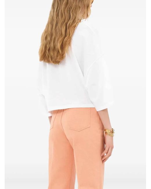 Chloé White Cropped Cotton T-Shirt