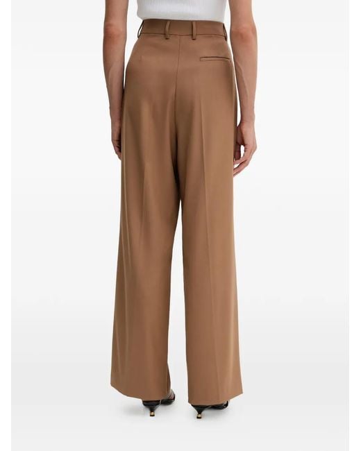 Fracomina Brown Pleated Wide-Leg Trousers