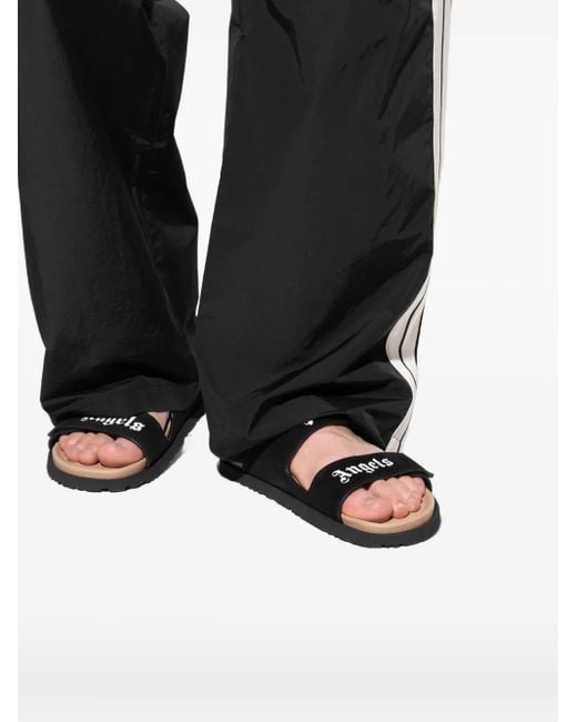 Palm Angels Black Double-Strap Logo Sandals for men
