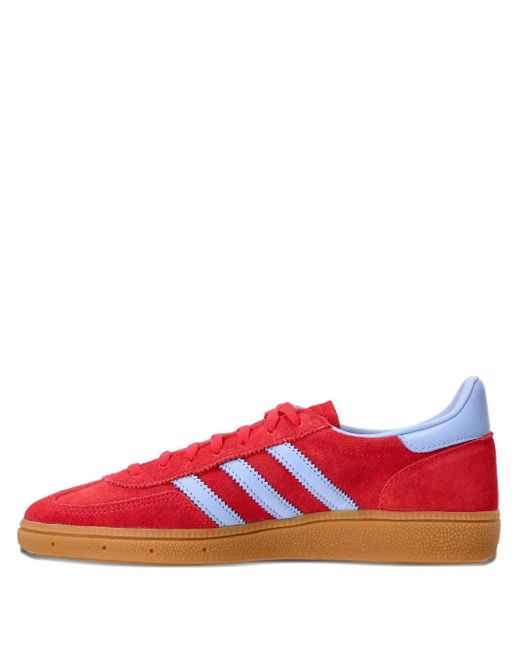 Adidas Red Handball Spezial Three-Stripe Suede Sneakers
