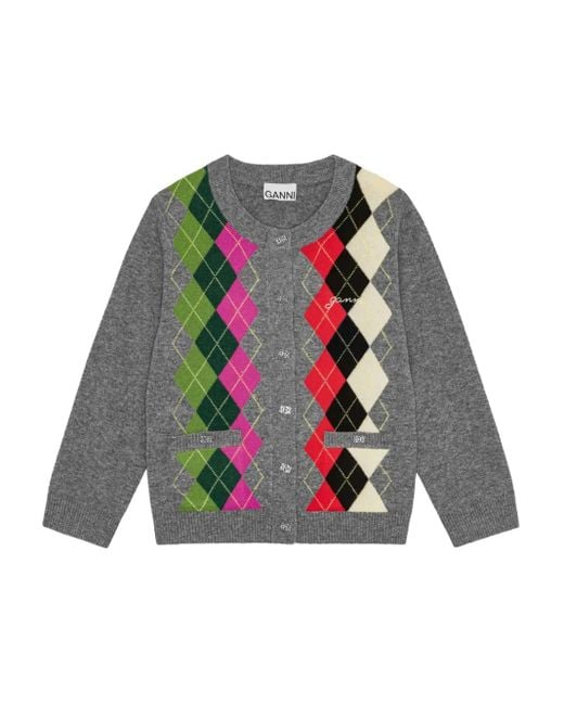 Ganni Multicolor Diamond Cardigan