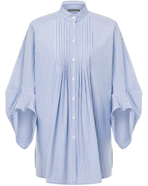 Chemise en coton à rayures Alberta Ferretti en coloris Blue