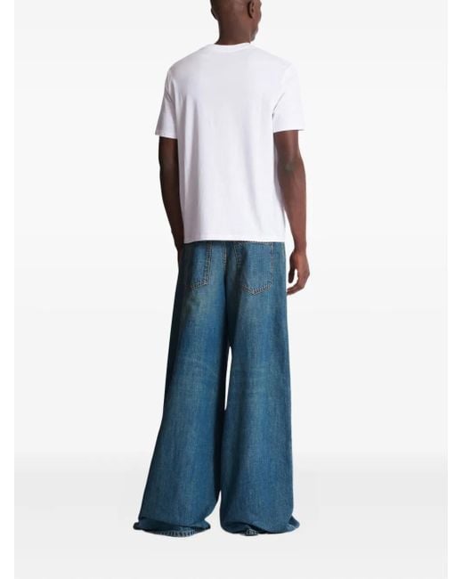 Balmain White College Emblem Print Short-Sleeved T-Shirt for men