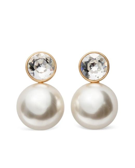 Orecchini Pendenti Con Perle di Carolina Herrera in Metallic