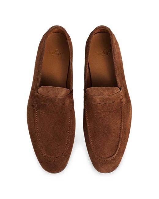 Hackett Brown Regal Saddle Suede Loafers for men