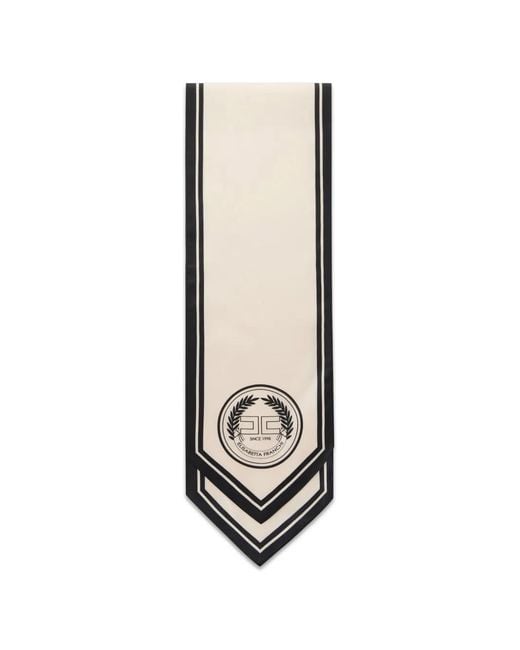 Elisabetta Franchi White Silk Foulard Scarf