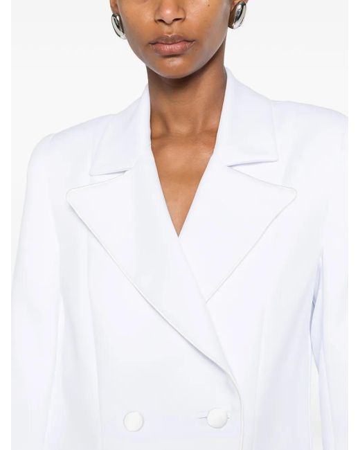 MITILIANE COUTURE White Peaked-Lapel Double-Breasted Coat