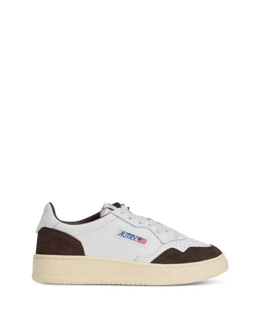 Autry White Medalist Suede-Panelled Sneakers for men