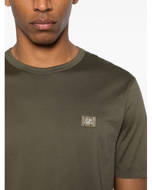 C P Company Green Mercerized Jersey 70/2 Gasato Short-Sleeve Patch T-Shirt for men