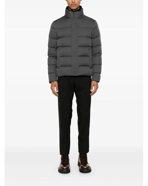 Herno Gray Logo-Plaque Puffer Jacket for men