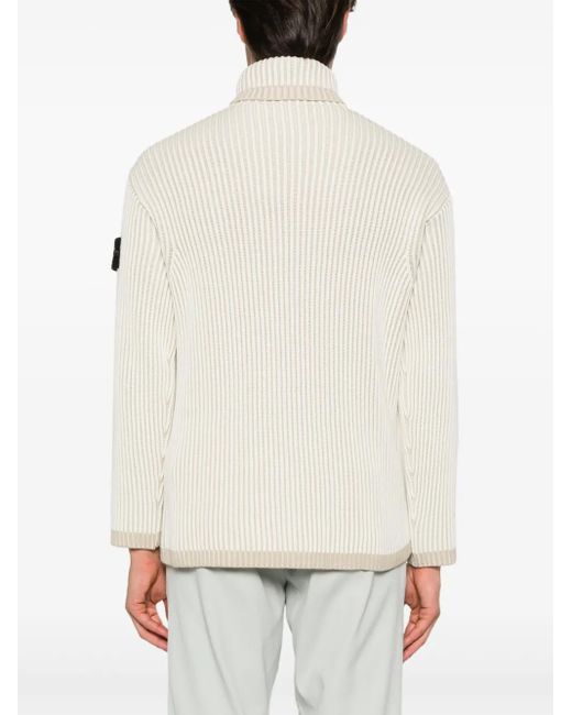 メンズ Stone Island リブニット セーター White