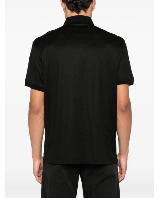Emporio Armani Black Logo Patch Short-Sleeved Polo Shirt for men