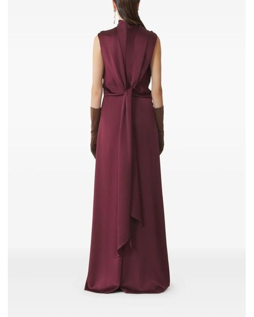Lanvin Purple High-Neck Twisted Jumpsuit