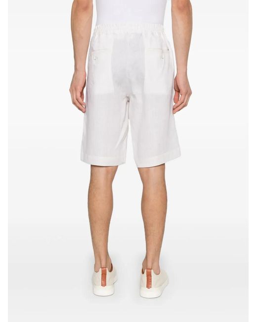 Herno White Linen Shorts for men