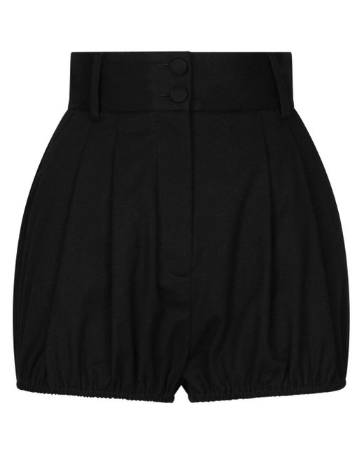 Dolce & Gabbana Black Gabardine-Shorts mit Falten