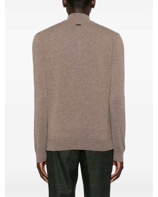 Corneliani Brown High-Neck Half-Zip Sweater for men