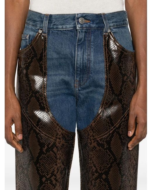 Stella McCartney Gray Snakeskin-Panel Jeans