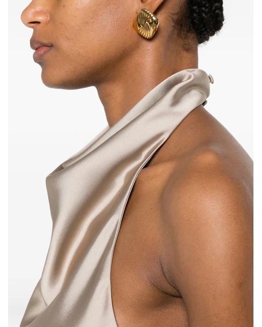 Imperial Natural Cowl-Neck Halterneck Top