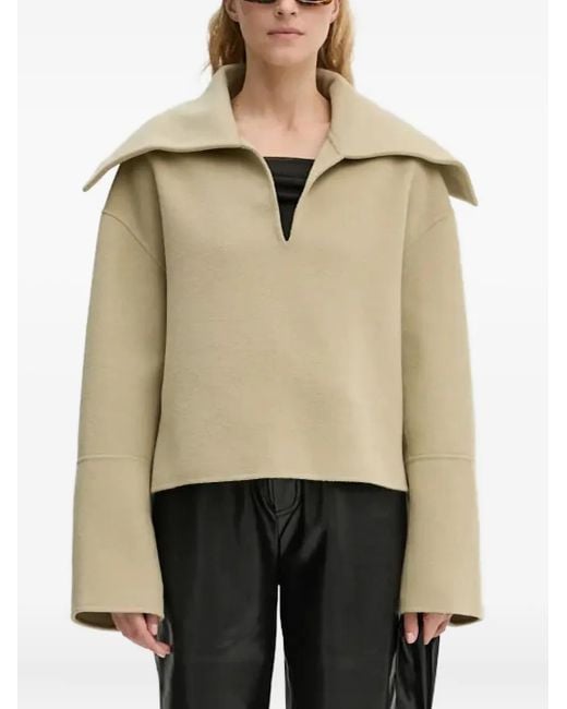 Nanushka Top Met Oversized Kraag in het Natural
